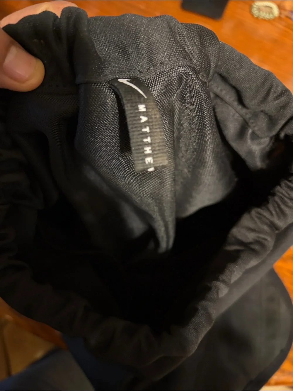 Nike Black MMV Drawstring Backpack with White Swoosh